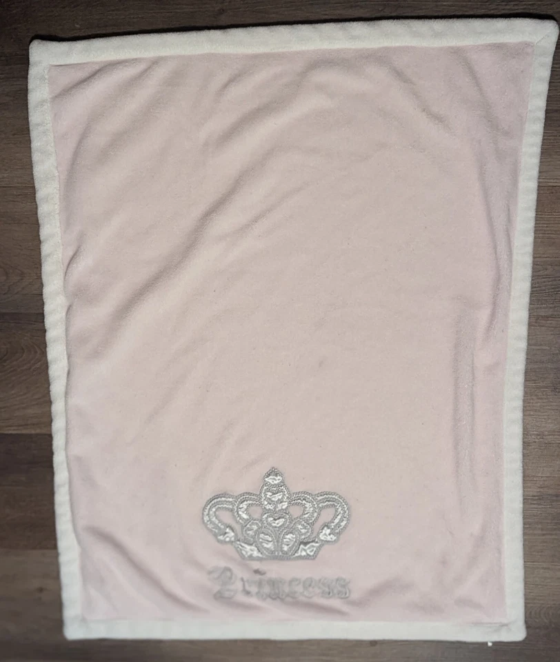 Blankets and Beyond Pink White Princess Crown Baby Girl Fleece Blanket EUC - Image 4 of 4