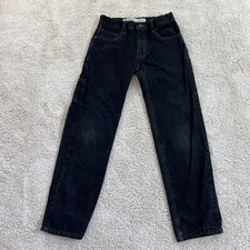Raw Edge Denim Jeans Boys 12 Black Dark Wash Straight Leg Carpenter Regular Fit
