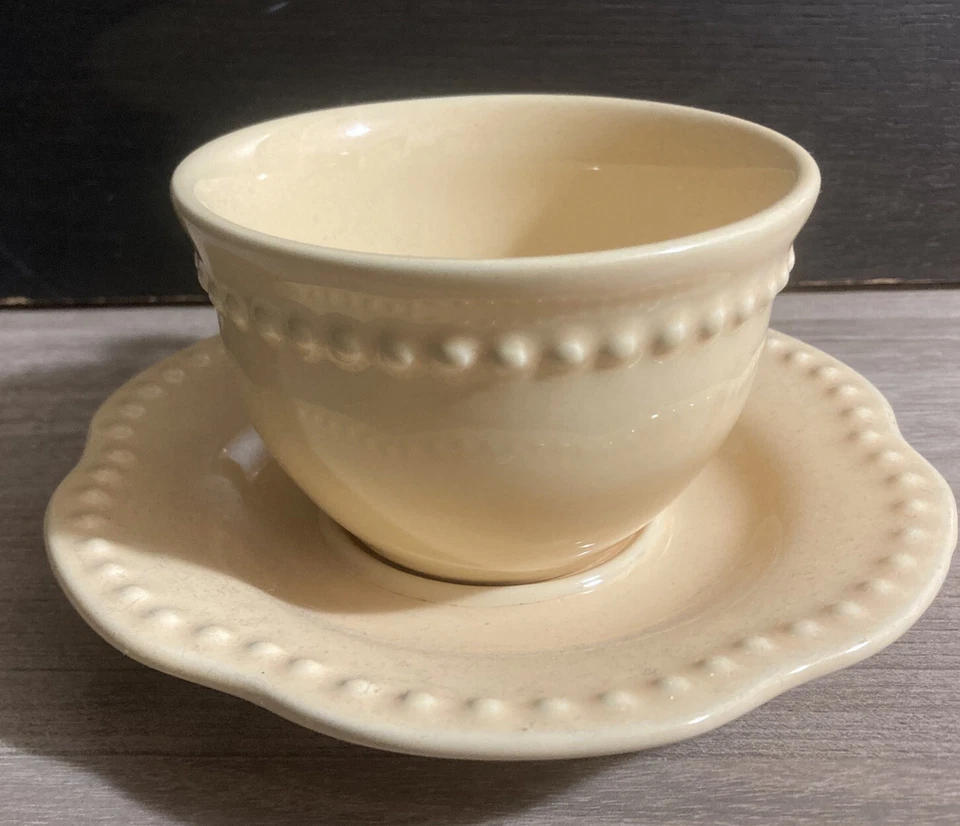 Pottery Barn “Emma” Pale Yellow Cup & Saucer - Image 3 of 4