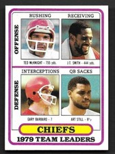 1980 Topps #39 Kansas City Chiefs TL Ted McKnight J.T. Smith Gary Barbaro Still