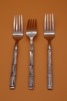 1 Reed & Barton Rebacraft Royal Bamboo Salad Fork Stainless Flatware Japan 6.5''