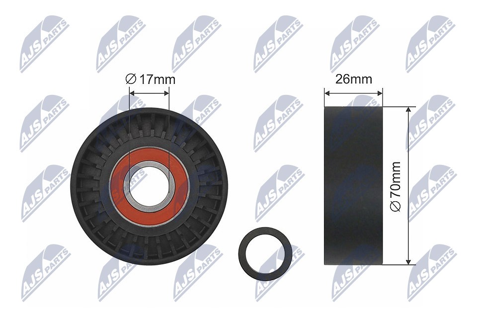 NTY OE RNK-BM-008 Tensioner Pulley, V-ribbed belt for BMW