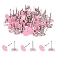 80Pcs Upholstery Tacks 11 x 13mm Heart Cap Black Thumb Tacks Pink