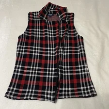 Chap’s Sweetheart Vest Women's Zip Up Sleeveless Jacket Red and Black Medium