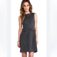 Marc By Marc Jacobs Leather Wool Sleeveless Gray Dress sz S