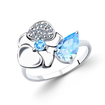 Kaufbei Sokolov Damenring aus 925 Silber mit blauem Zirkonia
