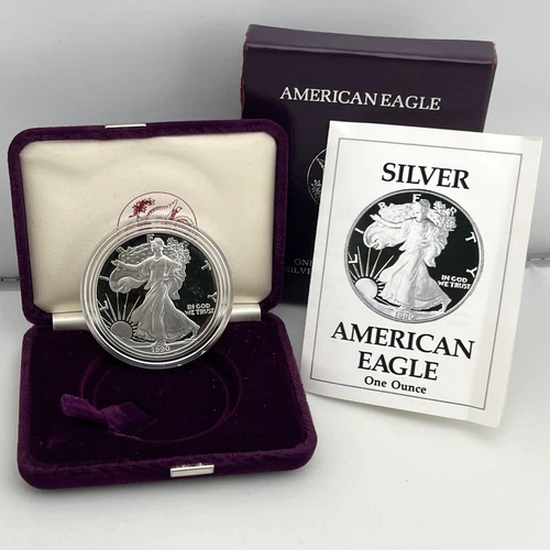1990-S American Silver Eagle 1 oz Fine Bullion Proof Coin Set ~ Box and COA