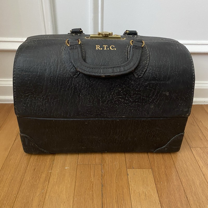 Vintage 1940s Emdee Schell Doctor Bag And Ephemera, Top Grain Cowhide # 2293363