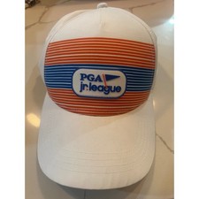 Garb PGA Jr League Golf Hat White Orange Blue Striped Adult Size Adjustable Cap