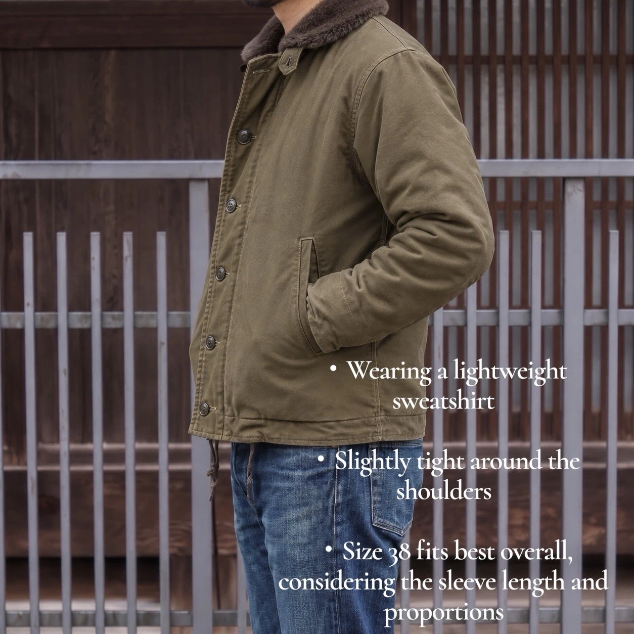 Buzz Rickson's N-1 Deck Jacket USN Navy Department Khaki Cotton Men's M - product detail image 2