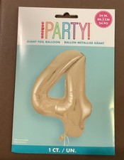Air Filled Standing Number Balloons. 4 Four Gold 34 In, 86.3 Cm 