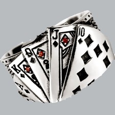 Mens Vintage Magician Playing Card Rings Ladies Punk Square Jewelry