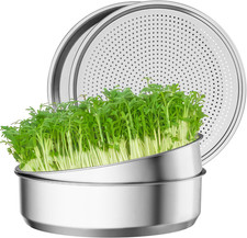 FANHAO 2 Pack Stainless Steel Seed Sprouter Trays, Food-Grade Microgreens Growin