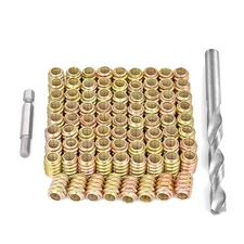 80 Pcs Threaded Inserts for Wood, Metal Wood Plugs for Screw Holes 1/4"-20x15mm