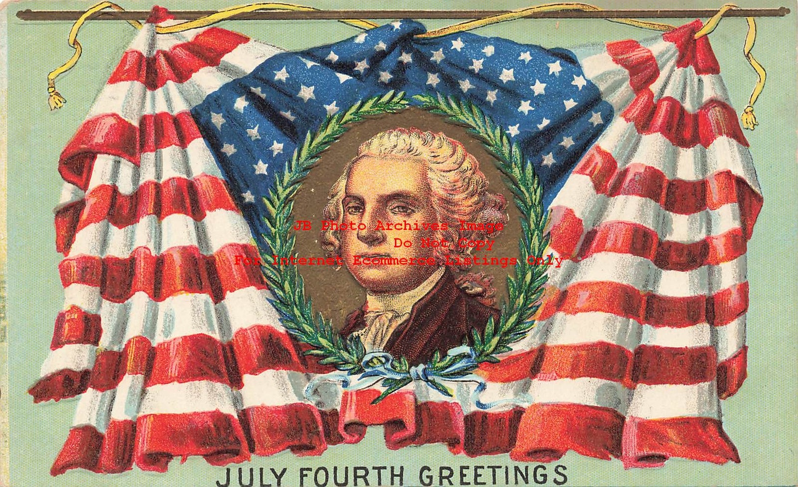 July 4th, I Stern No IS01-2, George Washington In Patriotic Flag Frame