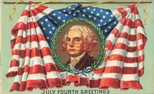 July 4th, I Stern No IS01-2, George Washington In Patriotic Flag Frame