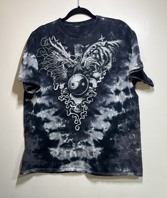 Liquid Blue 2014 Dragon Tiger Skull Yin Yang Tie Dye Graphic T-Shirt Lg Fantasy