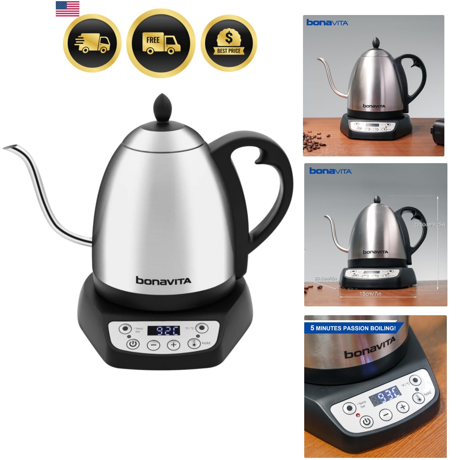 Variable Temperature Gooseneck Kettle 1L Digital