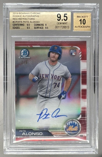 Pete Alonso 2019 Bowman Chrome Red Refractor Rookie Auto RC 3/5 BGS 9,5/10