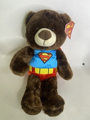 DC Comics Superman Teddy Bear Plush Brown Red Cape Vintage Six Flags Souvenir