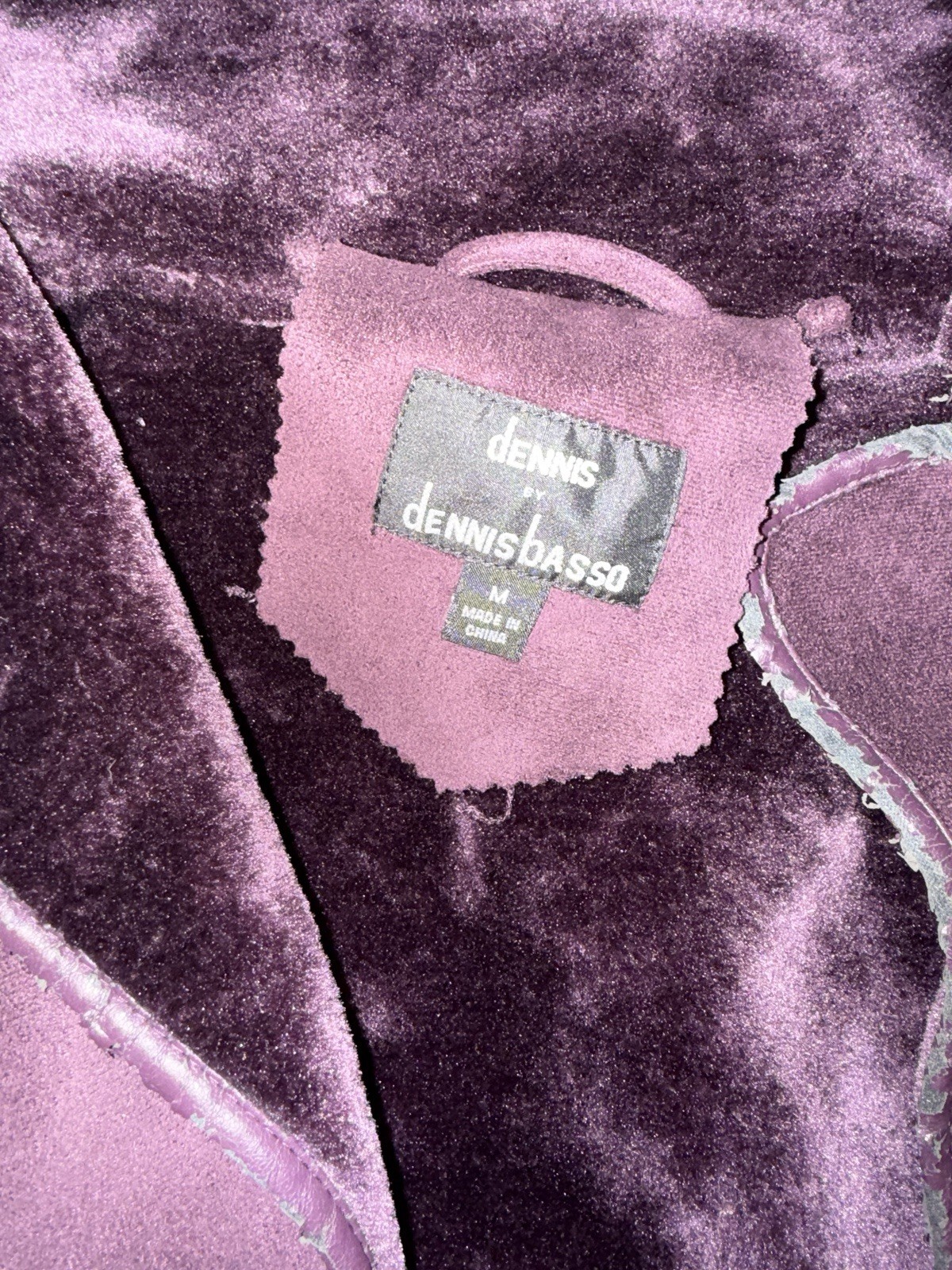 Dennis Basso Purple Collared Button Lined Long Ov… - image 2