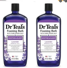 2 Pack, Dr Teal's Foaming Bath with Pure Epsom Salt, Soothe & Sleep, 34 fl oz
