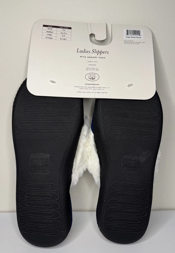 Zapatilla Laura Ashley con espuma viscoelástica negra con piel sintética blanca talla XL Foto 2 de 4