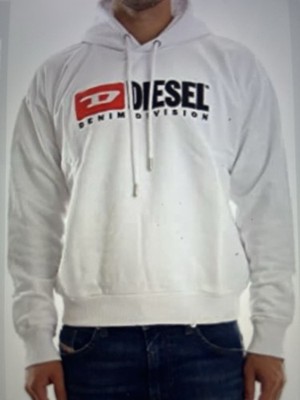 Diesel Denim Division..Big Box Logo Embroidered White Hoodie/Sweatshirt ..Sz M 