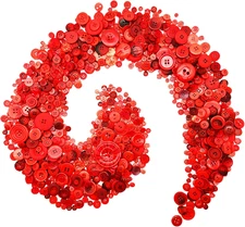 1600Pcs Red Buttons for Crafts Assorted Sizes Red Craft Buttons in Bulk Assortme