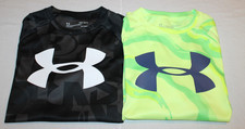 Boys Under Armour Heatgear Short Sleeve Shirts Lot Of 2 Size Loose YLG