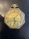 10K Gold 17J SWISS Made Crest Working Winding Antique Pocket Watch - 61 Grams