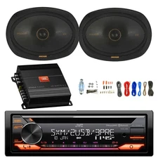JVC Single DIN Bluetooth AM/FM CD Receiver, 2x 6x9" 600W Speaker, Amp w/Kit