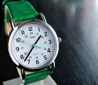 VINTAGE TIMEX SPORT MILITARY 24 INDIGLO DIAL QUARTZ WOMEN'S SILVER LEATHER WATCH