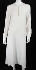 MATIN NWT Cream White Silk Crepe Keyhole Neckline Maxi Shift Dress 6 S