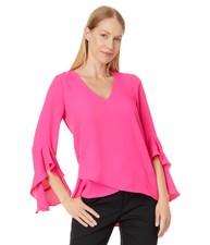 Vince Camuto Women's Flutter SLV VNK Tunic, Hot Pink Size XL