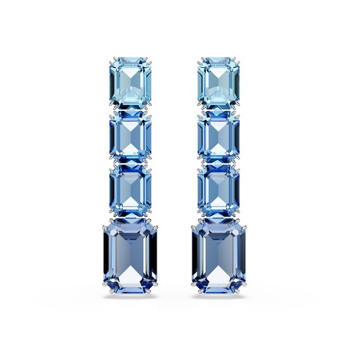 Swarovski Millenia Drop Earrings Octagon Cut Color Gradient Blue Rhodium Plated - 第 1/5 張圖片