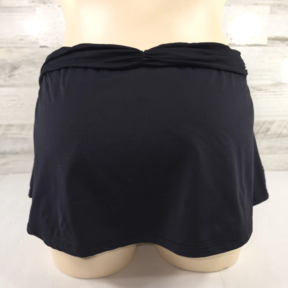 LA BLANCA BLACK SWIM MINI SKIRT BIKINI BOTTOM WOMEN'S SIZE 12 WITH A SLIT *VGC* - Image 2 of 4