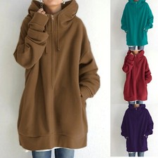 Women Long Sleeve Zipper Hooded Jacket Ladies Jumper Hoodie Cardigan Coat S-5XL