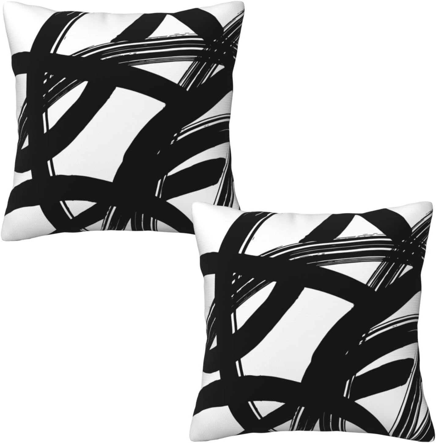 Black and White Striped Abstract 18x18 Throw Pillow Covers Set of 2 for Stylish Decor