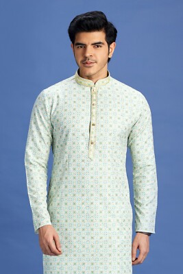Indian Mens Designer Wedding Bollywood Eid Wear Kurta Payjama Dress