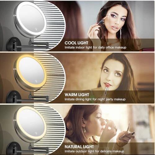 Wall Mounted Lighted Makeup Mirror, 8" Rechargeable Double-Sided Light up Magnif - Image 2 of 4
