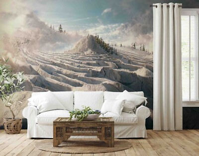 3D Snow Mountain Maze Landscape Self-adhesive Removeable Wallpaper Wall Mural