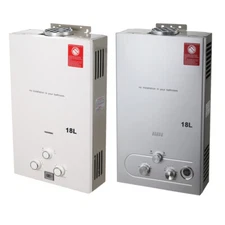 18L Instant Gas Water Heater Tankless LPG Gas Water Boiler White/Silver