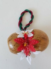 Wood Christmas Ornament With Poinsettia Flowers