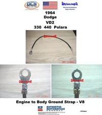 1964 330 440 Polara V8 Engine to Body Ground Strap 2427807 New MoPar USA