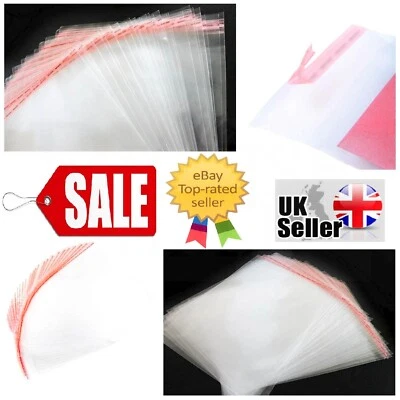 CLEAR SELF ADHESIVE SEAL CELLOPHANE PLASTIC BAG SMALL LARGE FOR CARD SWEET CELLO
