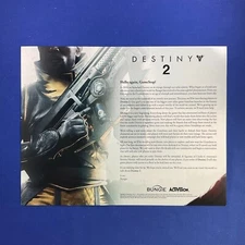 Destiny 2 Bungie Pre-Release Intro Letter Sales Sheet 8.5"x11" Video Game Promo