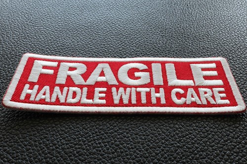 Fragile Handle with Care Funny Iron on Patch- 4x1.5 inch - P6579 - Picture 2 of 5