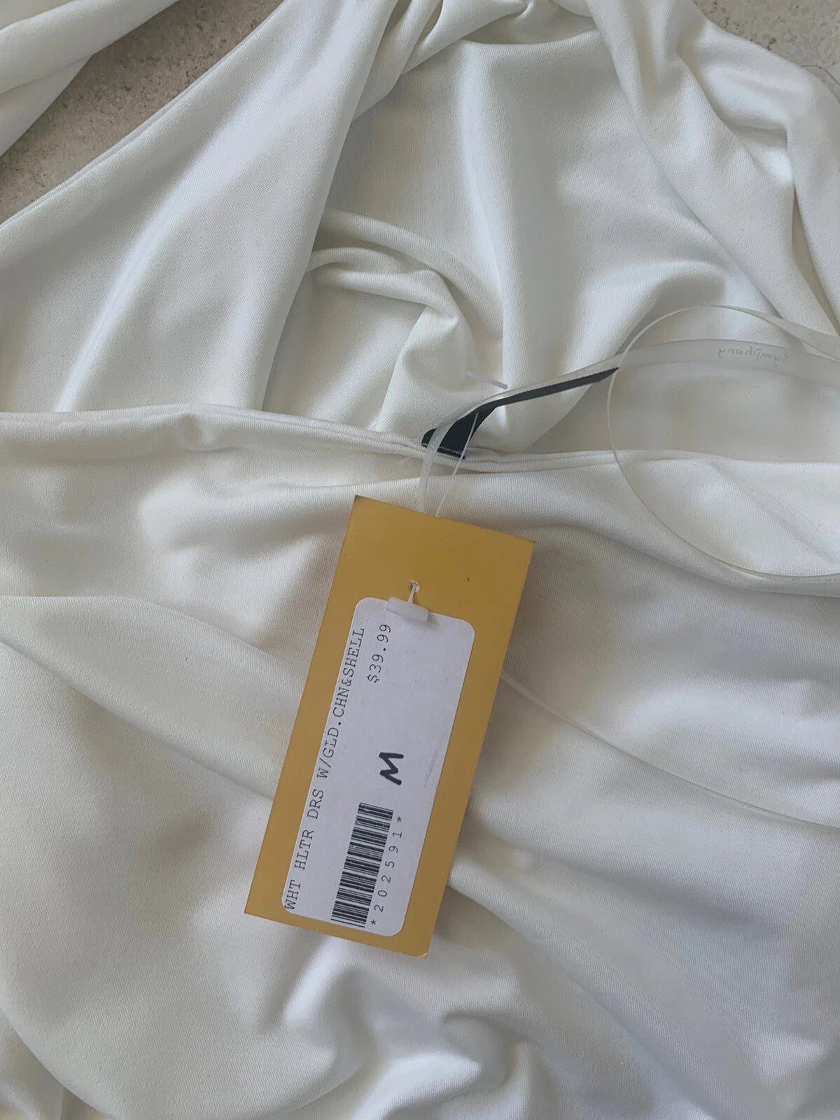 OFF WHITE Abito Bodycon Ritaglio Sinfonico con Anello Oro Scegli Nero S o Bianco Sfuori M