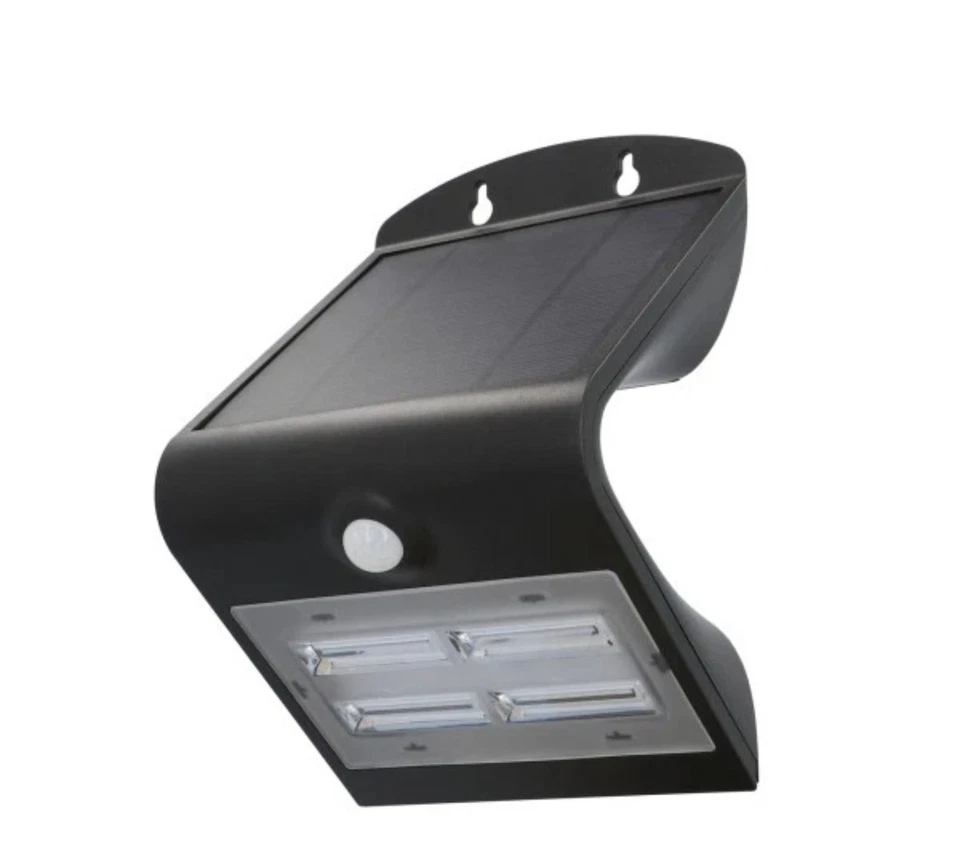 UniTec LED Solar-Wandleuchte schwarz mit Bewegungsmelder 3,2 W IP65 Ambientlicht - Bild 1 von 4